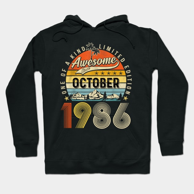 Awesome Since October 1986 Vintage 37th Birthday Hoodie by Red and Black Floral